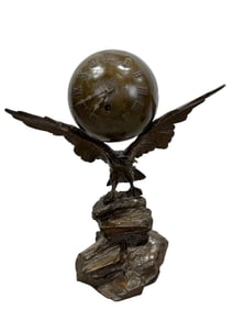 19th C. French Spelter Eagle Ball Clock