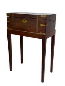 19th C. Mahogany English Captains Lap Desk on Stand