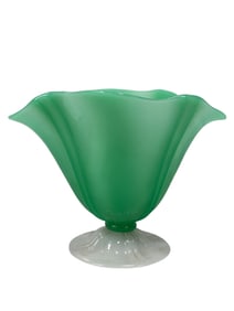 Ca. 1925 Steuben Uranium Helmet Blown Glass Vase
