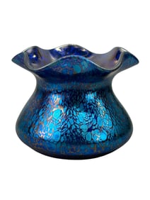 Johann Loetz Art Nouveau Cobalt Blue Papilion Glass Vase
