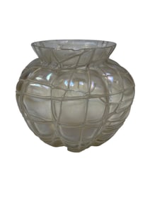 1900s Art Nouveau Kralik Iridescent Veined Glass Vase