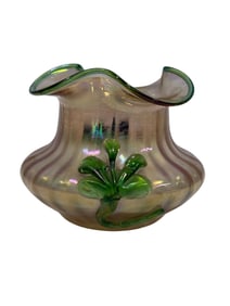 1900s Kralik Art Nouveau Iridescent Organic Vase