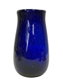 Signed Lotton Cobalt Blue Art Glass Vase