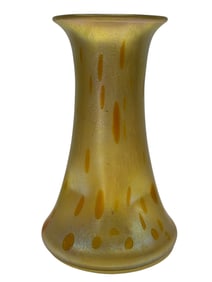 Large RARE 1900s Loetz Witwe Astraea Art Nouveau Vase w/ Dimples
