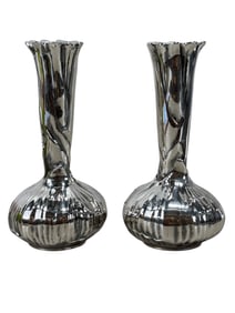Pair of Christofle Silver Plate Onion Bud Vases