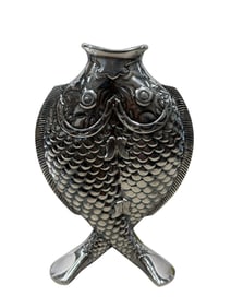 RARE 19th C. Christofle "Deux Poissons" Silver Plate Bud Vase