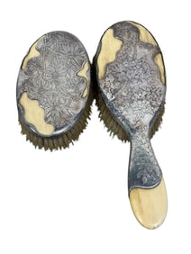 Fancy Antique Silver & Bone Brushes