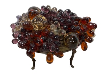 Czech Bronze & Glass Fruit Bowl Lamp