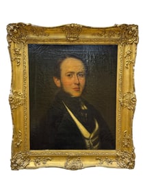 19th C. Oil on Canvas Portrait of Gentleman Painting