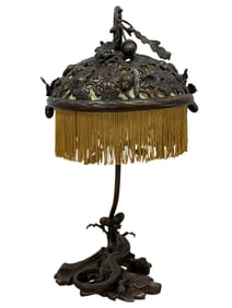 RARE Victorian Bronze Lizard & Acorn Aesthetic Movement Lamp
