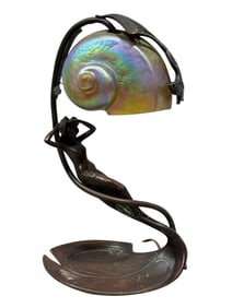 Early 20th C. Bronze Art Nouveau Nautilus Figural Lamp In The Style of C. Bonnefond