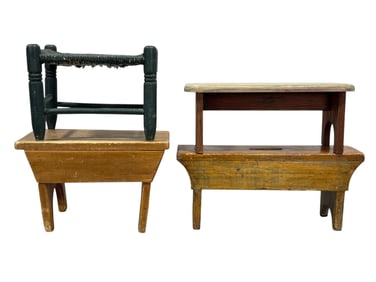 Group of 4 Small Primitive Benches