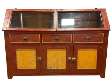 Antique Painted Store Front/Display Cabinet