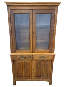 Late 19th C. Oak Kitchen Cupboard w/ Key