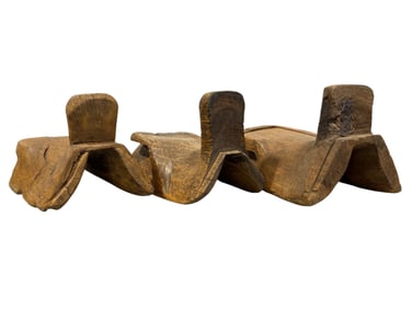 Group of 3 Antique Carved Wood Saddles
