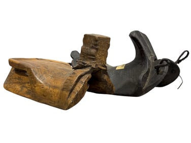Lot of 2 Antique Carved Wood Saddles