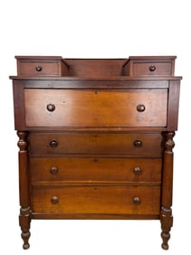 19th C. American Walnut Empire Chest of Drawers