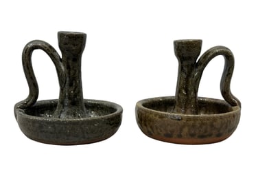 Pair of Signed Cleater Meaders Candlesticks