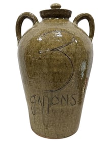 Signed 1998 Charles Lisk 3 Gal Lidded Jug
