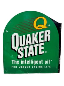 Large Double Sided Metal Quaker State Sign