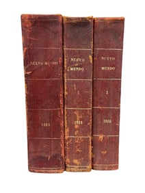 Group of 3 Antique Leather Bound "Nuevo Mundo" Books