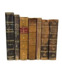 Group of 7 19th C. English & French Leather Bound Books