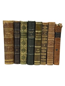 Group of 8 19th C. Leather Bound French Books