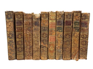 Group of 10 18th C. French Leather Bound Books