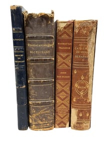 Group of 4 20th C. Spanish & English Leather Bound Books
