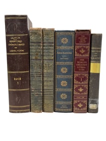 Group of 6 20th C. Leather Bound Books
