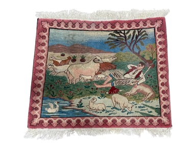 Vintage Persian Tabriz Pictorial Rug