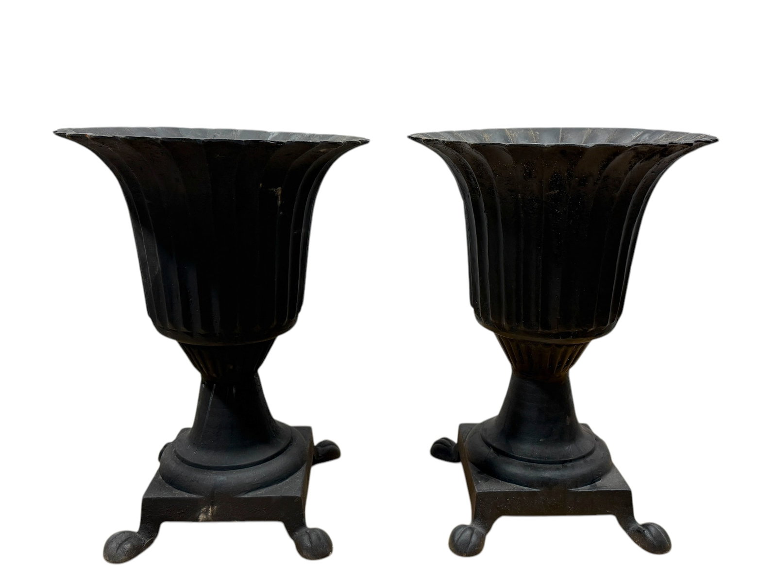 Pair of Black Cast Iron Footed Garden Planters (1 of 5)