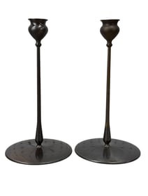 Pair of Brass Robert R. Jarvie Style Candlesticks