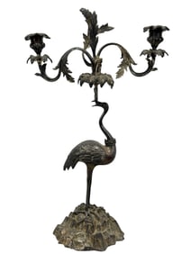 19th C. Silver Plate Thomas Abbott Crane Candelabra
