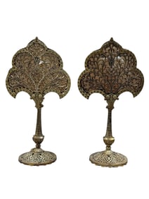 Pair of Antique Art Deco Oscar Bach Style Metal Table Lamps
