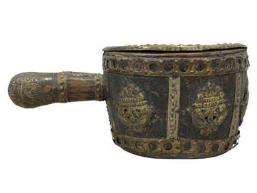 Early 19th C. Hindu Brass Copper & Wood Muddler