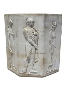 Early 20th C. Signed Weller Classical Hexagonal Grecian Planter