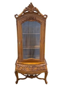 Vintage French Style Carved Wood Display Case