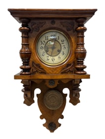 19th C. German Walnut Hanging Clock