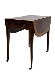Fine 19th C. Flame Grain Mahogany Pembroke Table w/ Inlay