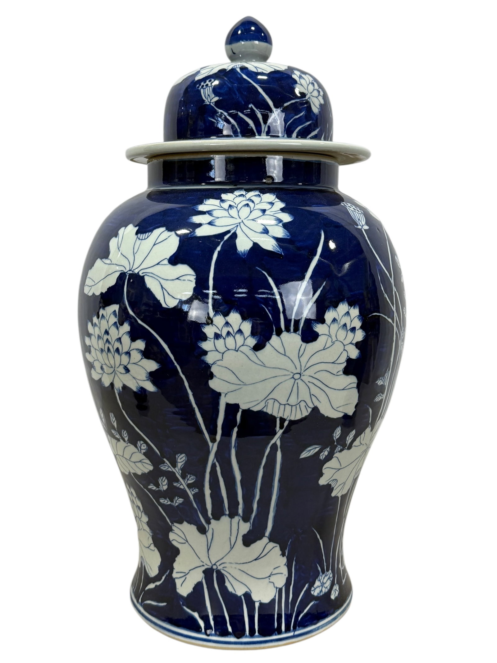 Large Blue & White Porcelain Ginger Jar (1 of 5)