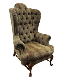 Lillian August Monumental Wing Back Cheetah Print Chair