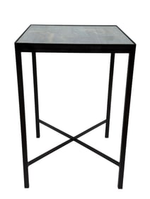 Iron Table w/ Antique Painted Panel of Men & Horse