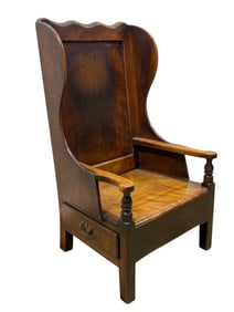Mid 19th C. English Walnut Lambing Chair w/ Drawer