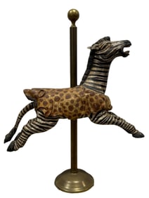 Merry Go Round Zebra & Dog Carousel Horse