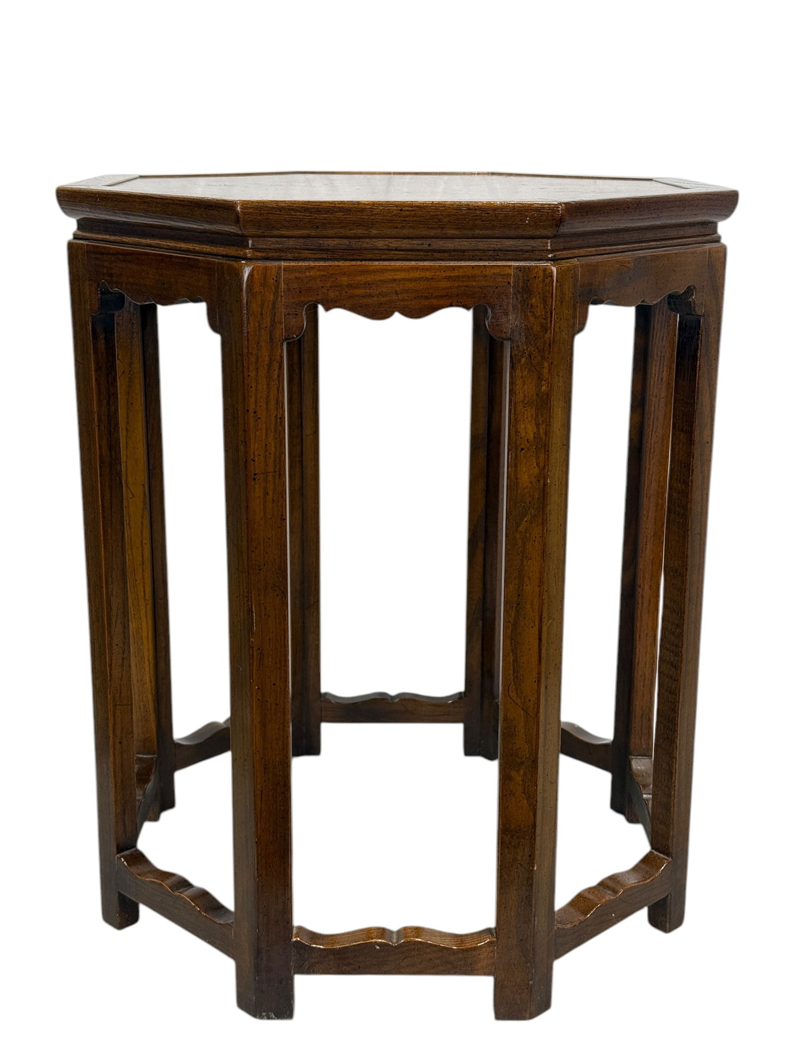 Ca. 1960s Burl Wood & Oak Octagonal Occasional Table Attr. To Baker (1 of 4)