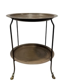 Antique Iron & Brass Gueridon Table w/ Ram Feet