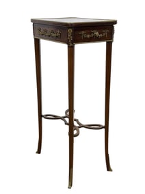 19th C. French Bronze Ormolu Mounted Side Table w/ Drawer