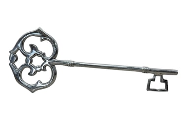 Large Chrome Ornate Wall Hanging Skeleton Key