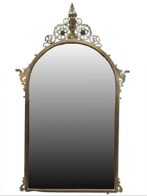 Early 20th C. Signed Oscar Bach Bronze Figural Mirror
